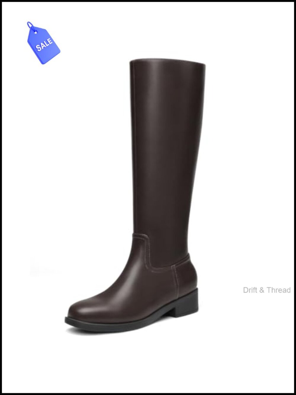 Knee High Boots for Women Flat Tall Faux Leather Fall Boots Square Toe